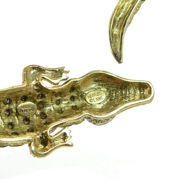 Vintage Kenneth Jay Lane KJL Gold & Crystal Alligator Collar Necklace - Picture 12 of 13